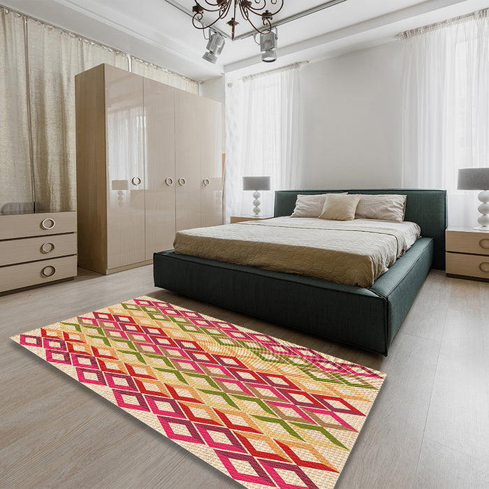 Patterned Red Rug in a Bedroom, pat2787org