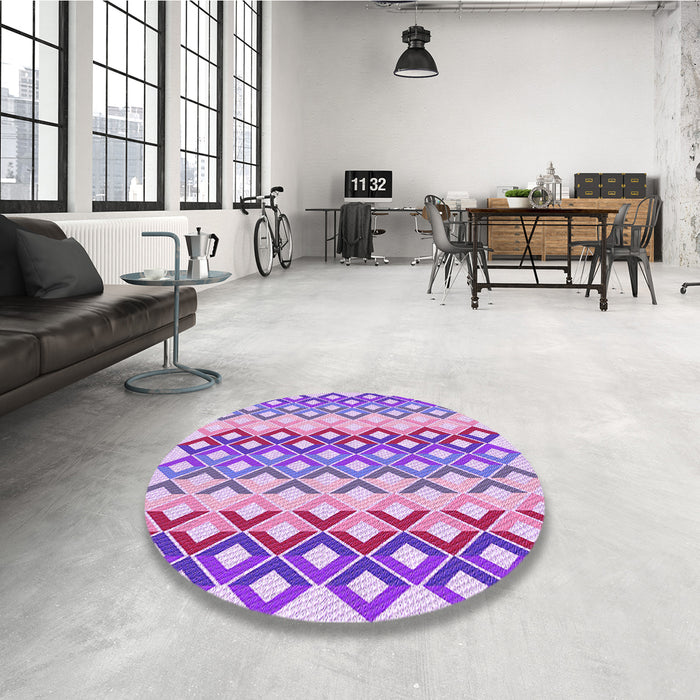 Round Patterned Dark Orchid Purple Rug in a Office, pat2787pur