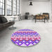 Round Patterned Dark Orchid Purple Rug in a Office, pat2787pur