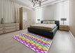 Machine Washable Transitional Pink Plum Purple Rug in a Bedroom, wshpat2787