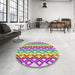 Round Patterned Pink Plum Purple Modern Rug in a Office, pat2787