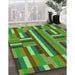 Patterned Antique Bronze Green Rug in Family Room, pat2788grn