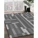 Machine Washable Transitional Grey Gray Rug in a Family Room, wshpat2788gry
