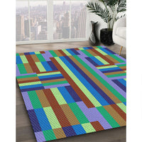 Patterned Emerald Green Rug, pat2788lblu