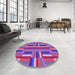 Round Patterned Medium Purple Rug in a Office, pat2788pur