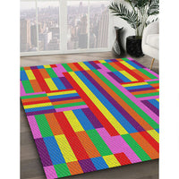 Patterned Green Modern Rug, pat2788