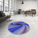 Round Patterned Light Slate Blue Rug in a Office, pat2789blu