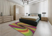 Patterned Dark Golden Brown Rug in a Bedroom, pat2789brn