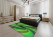 Patterned Lime Green Rug in a Bedroom, pat2789grn