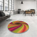 Round Patterned Crimson Red Rug in a Office, pat2789org