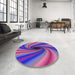 Round Patterned Medium Purple Rug in a Office, pat2789pur