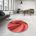 Round Patterned Bright Orange Rug in a Office, pat2789rd