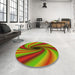 Round Patterned Pistachio Green Rug in a Office, pat2789yw