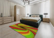 Patterned Pistachio Green Rug in a Bedroom, pat2789yw