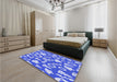 Patterned Jeans Blue Rug in a Bedroom, pat279blu