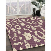 Patterned Dark Raspberry Purple Rug, pat279brn