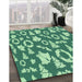 Machine Washable Transitional Green Rug in a Family Room, wshpat279grn