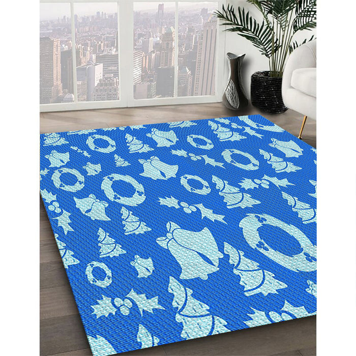 Machine Washable Transitional Blue Rug in a Family Room, wshpat279lblu