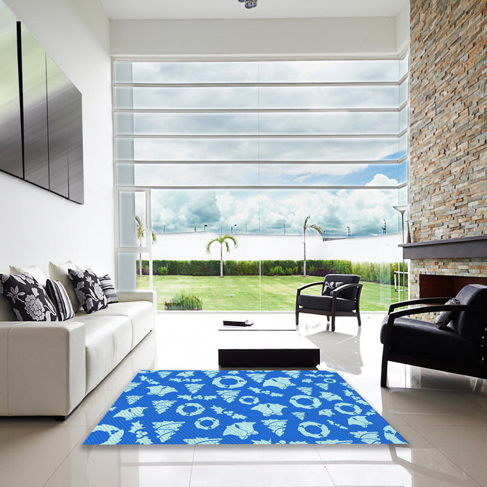 Square Patterned Blue Rug in a Living Room, pat279lblu