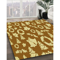 Patterned Mahogany Brown Rug, pat279yw