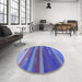 Round Patterned Amethyst Purple Rug in a Office, pat2790blu