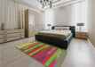 Patterned Pistachio Green Rug in a Bedroom, pat2790brn