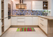 Patterned Pistachio Green Rug in a Kitchen, pat2790brn