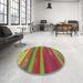 Round Patterned Pistachio Green Rug in a Office, pat2790brn