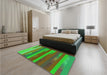 Patterned Neon Green Rug in a Bedroom, pat2790grn