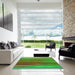 Square Patterned Neon Green Rug in a Living Room, pat2790grn