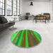 Round Patterned Neon Green Rug in a Office, pat2790grn