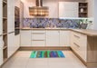 Patterned Viola Purple Rug in a Kitchen, pat2790lblu