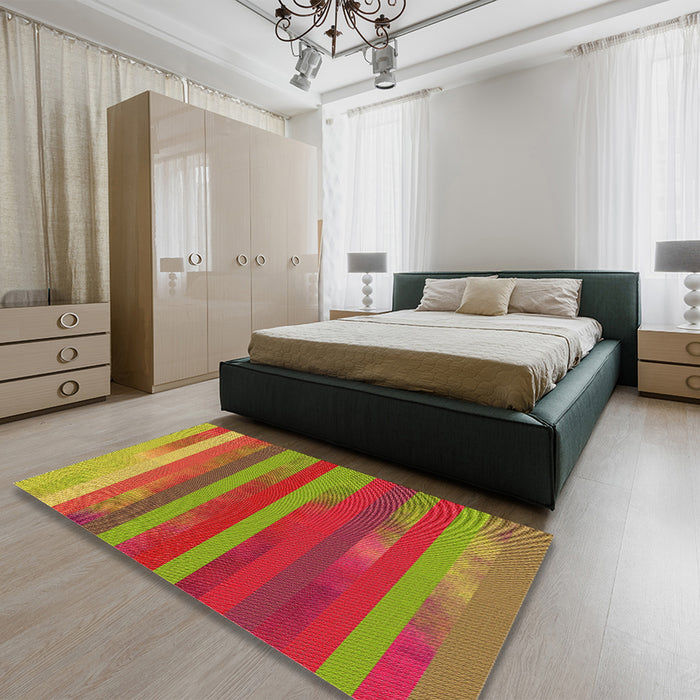 Patterned Red Rug in a Bedroom, pat2790org