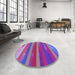 Round Patterned Medium Purple Rug in a Office, pat2790pur