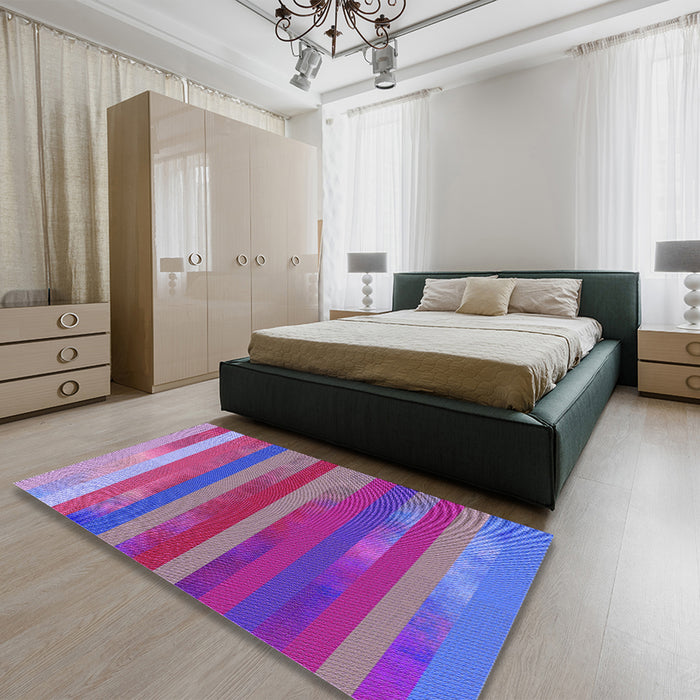 Patterned Medium Purple Rug in a Bedroom, pat2790pur