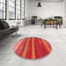 Round Patterned Bright Orange Rug in a Office, pat2790rd