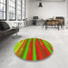 Round Patterned Green Rug in a Office, pat2790yw