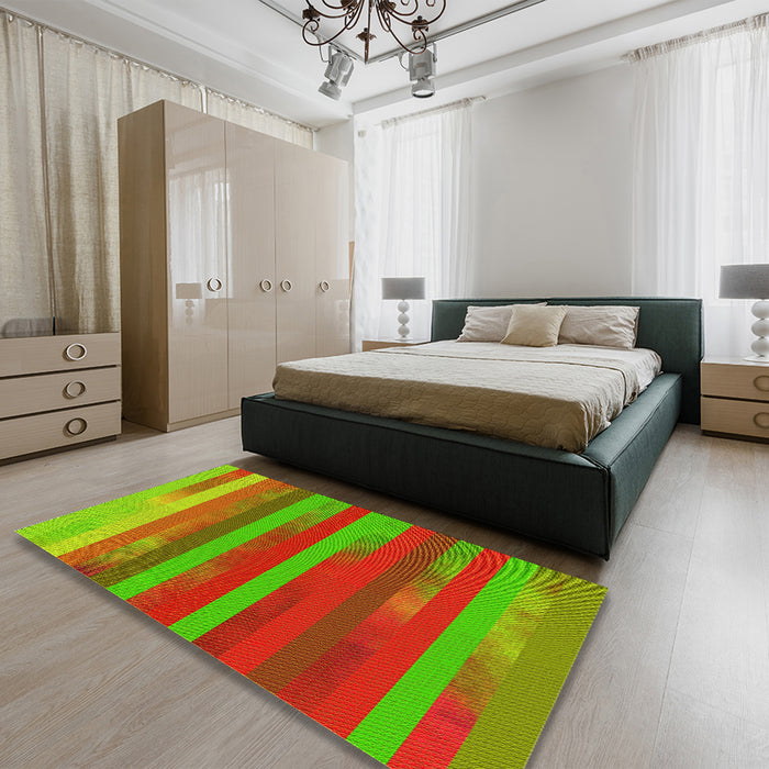 Patterned Green Rug in a Bedroom, pat2790yw