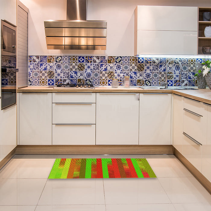 Patterned Green Rug in a Kitchen, pat2790yw