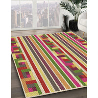 Patterned Metallic Gold Rug, pat2791brn