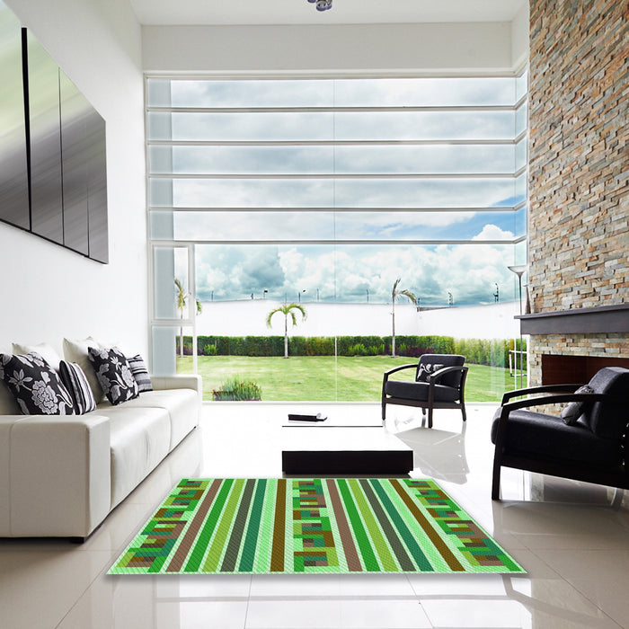Square Patterned Fern Green Rug in a Living Room, pat2791grn