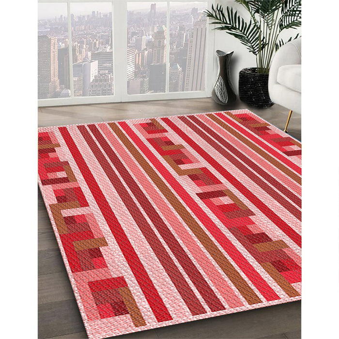 Machine Washable Transitional Light Coral Pink Rug in a Family Room, wshpat2791rd