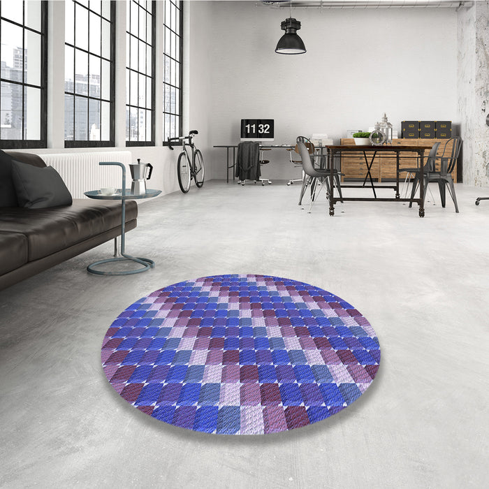 Round Patterned Amethyst Purple Rug in a Office, pat2792blu