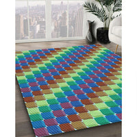 Patterned Mint Green Rug, pat2792lblu