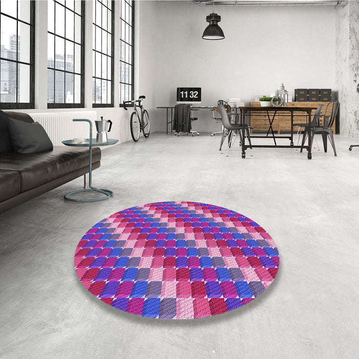 Round Patterned Medium Purple Rug in a Office, pat2792pur