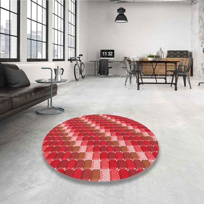 Round Patterned Red Rug in a Office, pat2792rd
