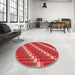 Round Patterned Red Rug in a Office, pat2792rd