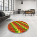 Round Patterned Pistachio Green Rug in a Office, pat2792yw