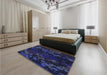 Patterned Night Blue Rug in a Bedroom, pat2793blu