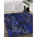 Patterned Night Blue Rug in Family Room, pat2793blu